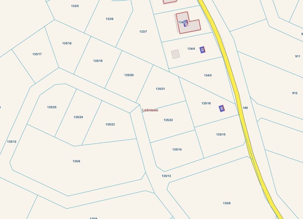 Działka budowlana, Leśniewo 1030 m2