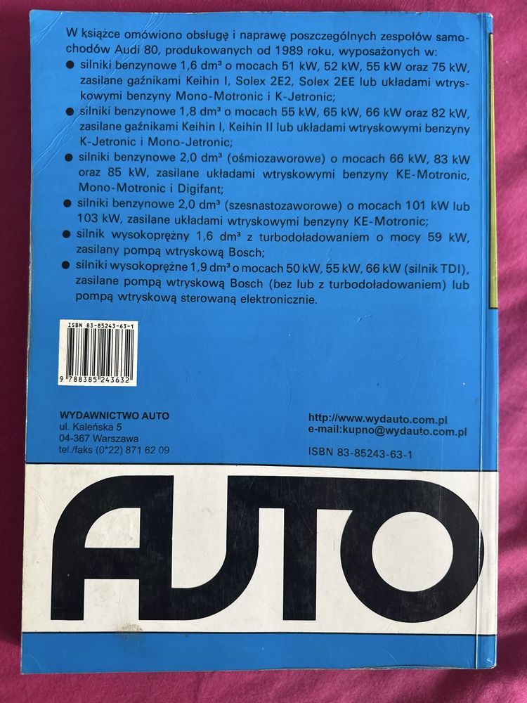 Ksiazka Auto Audi naprawa wydawnictwo