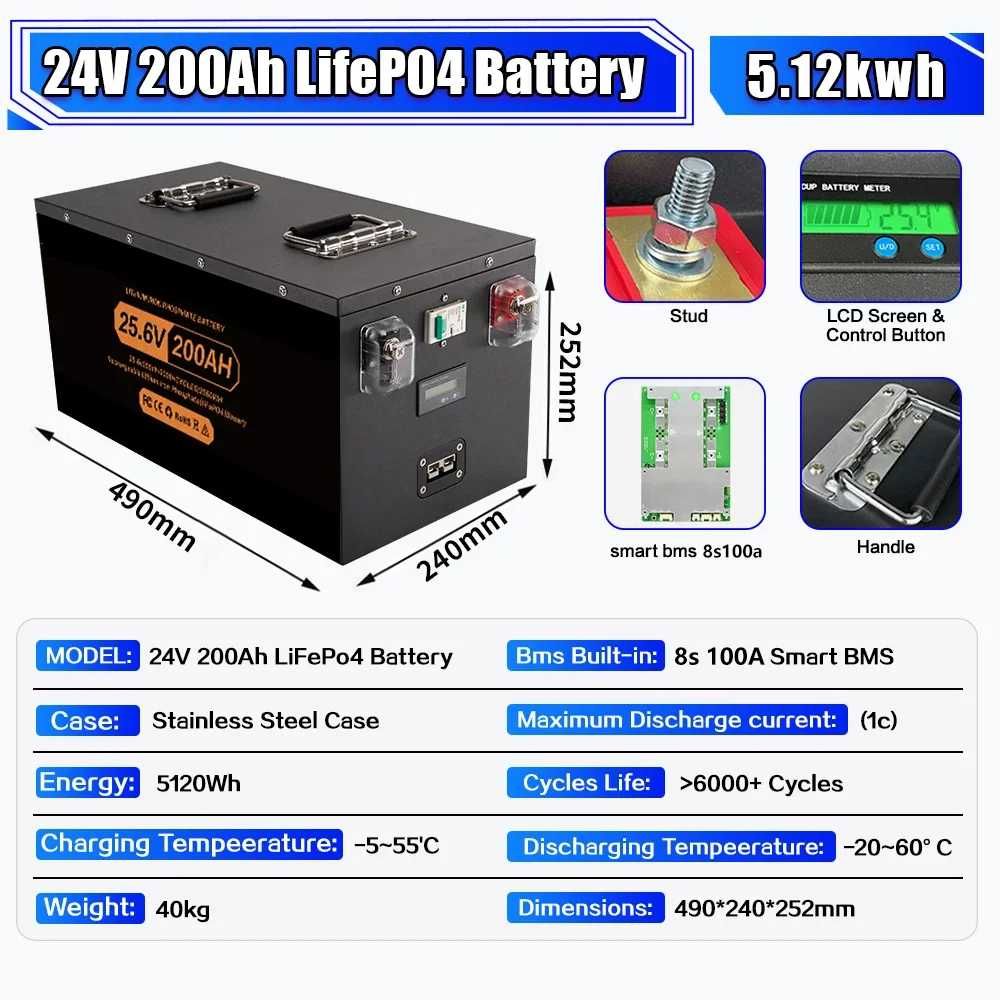 Magazyn energi LIFEPO4 24v 200ah