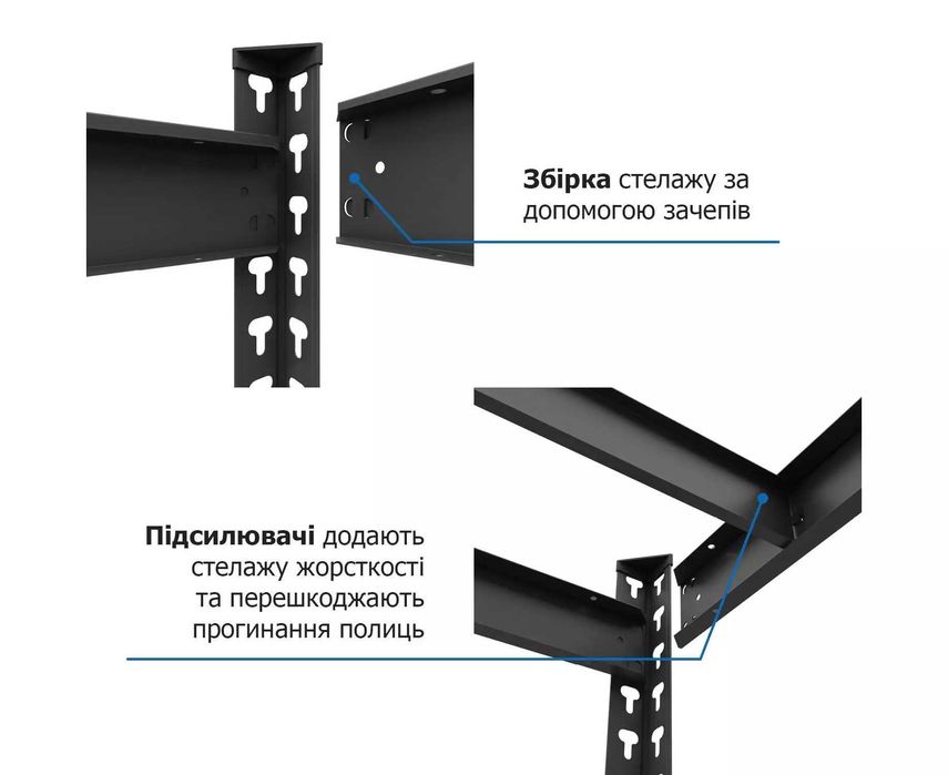 купити стелаж металевий, стеллаж металлический, чорний, МДФ 5 полиць