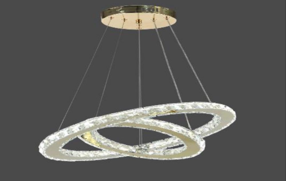 Люстра світлодіодна led підвіси кільця з кришталем 80w