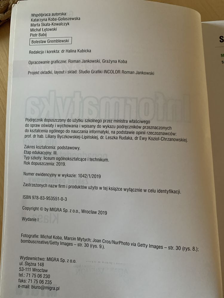 Podręcznik Informatyka 1 - zakres podstawowy