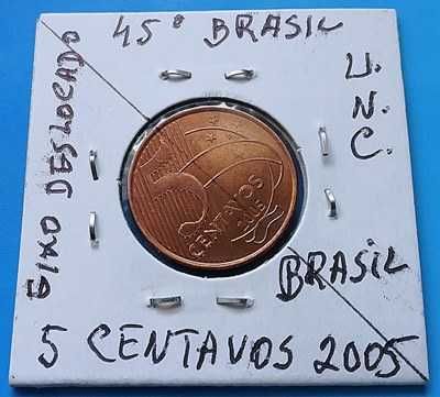 5 Centavos Brasil 2005 Eixo Deslocado a 45 Graus" Veja!!