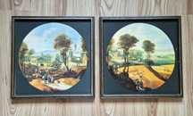 Obraz J. Momper Wiosna Lato sitodruk drewniana rama vintage