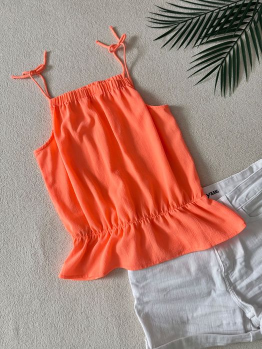 Pomarańczowy crop top falbanka xs