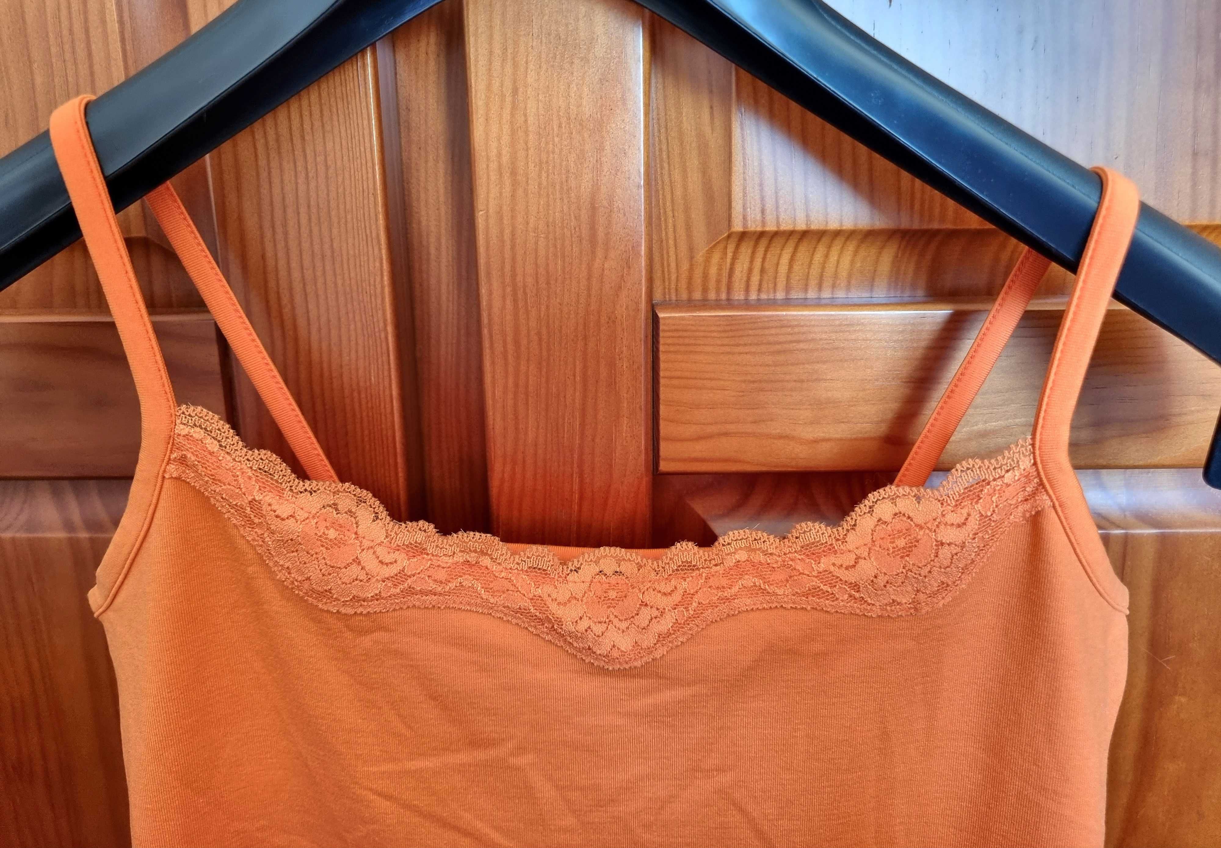 Top laranja com renda Obsession, tamanho XS