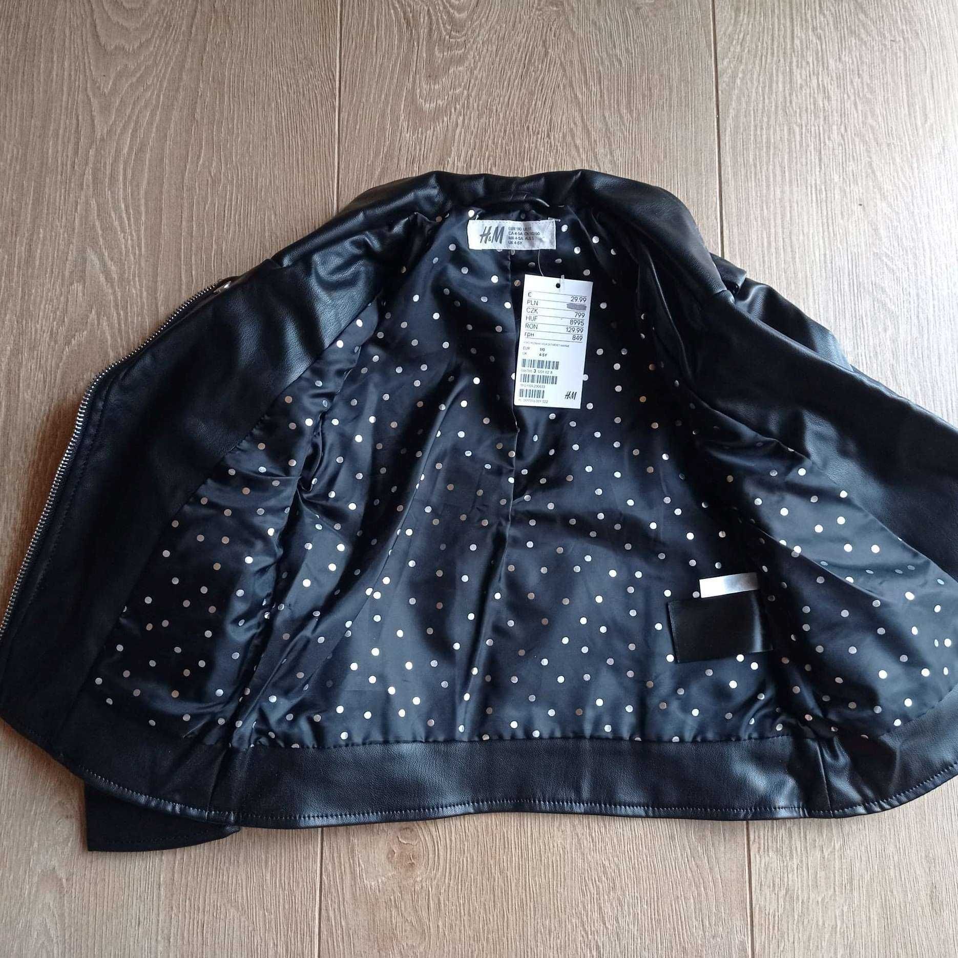 H&M Nowa czarna Kurtka ramoneska Biker r 110 motocyklowa 4-5lat