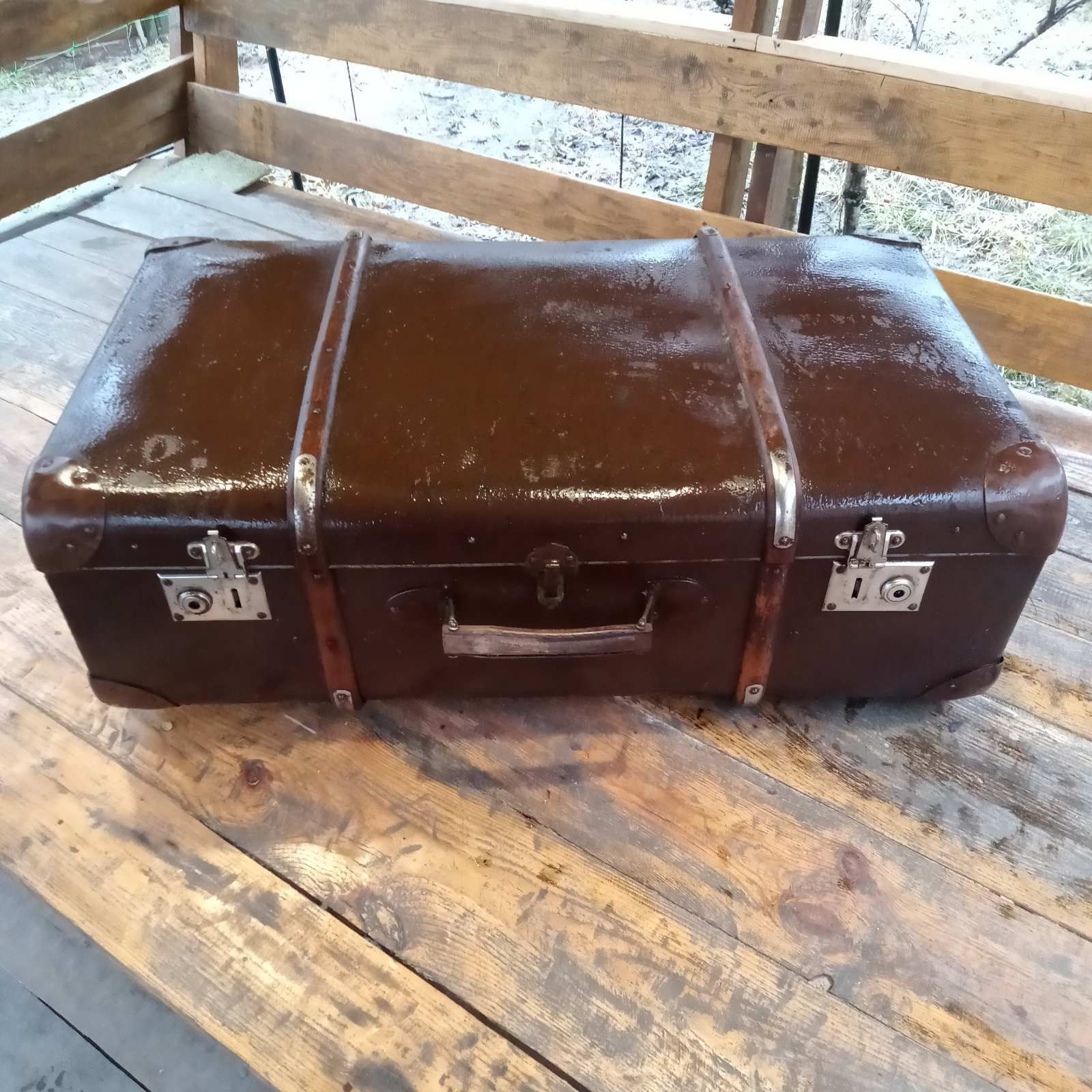 Старинный б/у витражные нимецкий чемодан