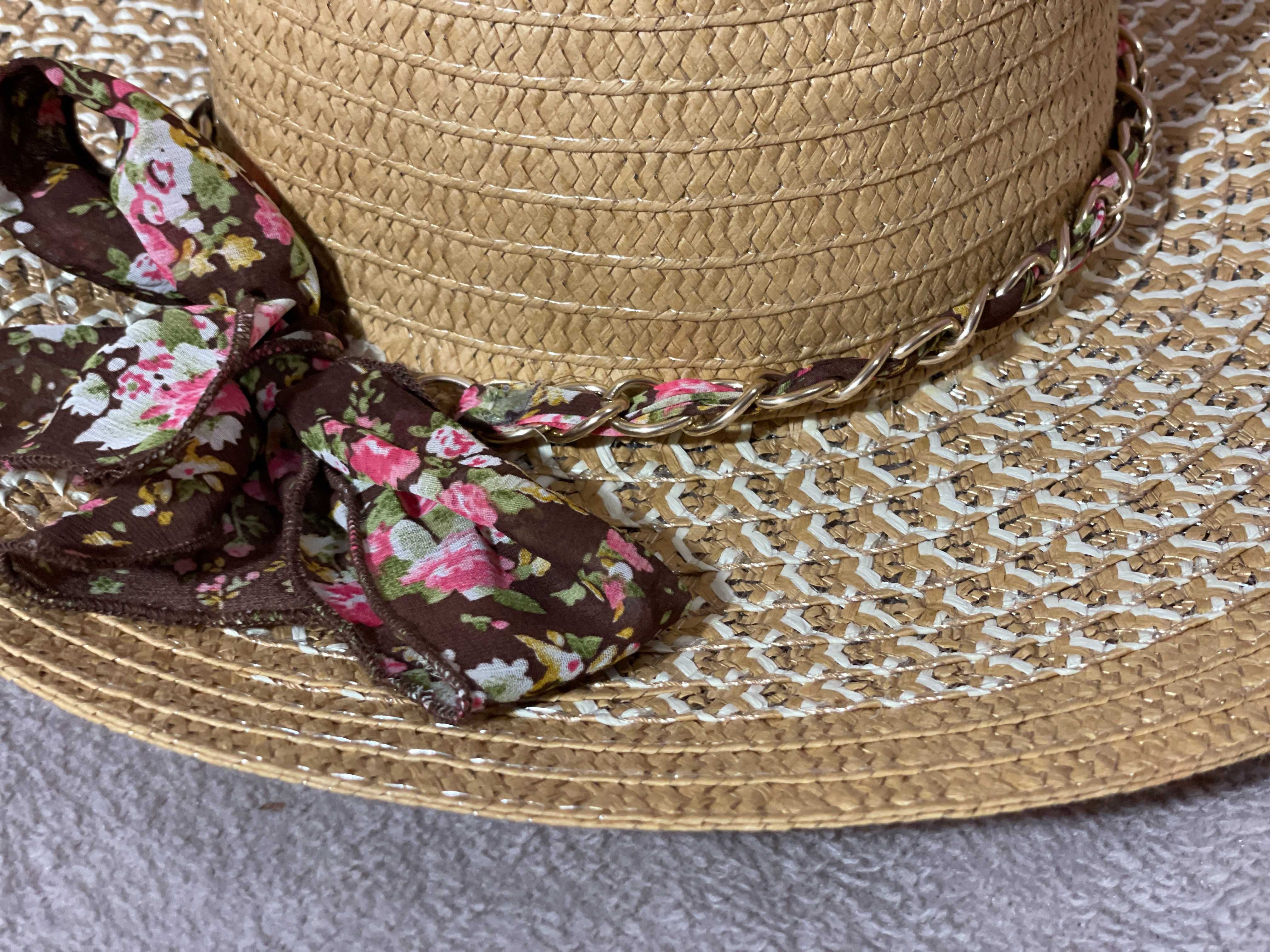 Шляпа женская с широкими полями солнцезащитная соломенная