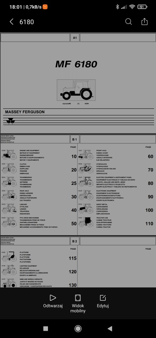 Katalog części Massey Ferguson 6180