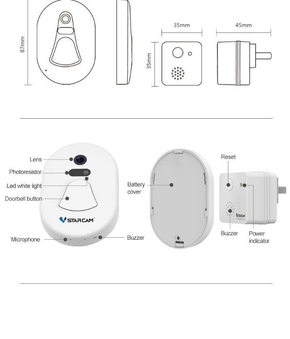 Campainha WIFI- Parte exterior a pilhas