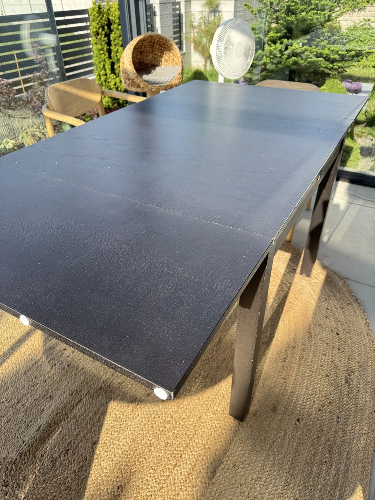 Stół drewniany rozkładany czarny IKEA