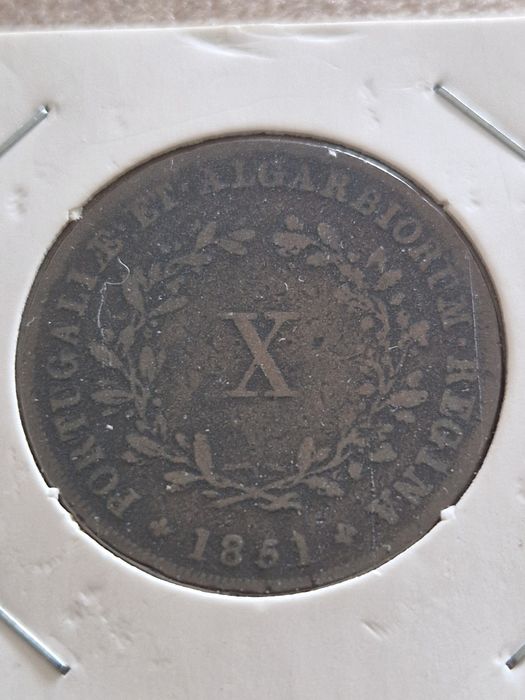 Moeda de X Reis 1851 D. Maria II