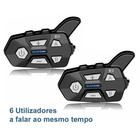 Intercomunicador R9 bluetooth para moto 6 utilizadores em simultâneo