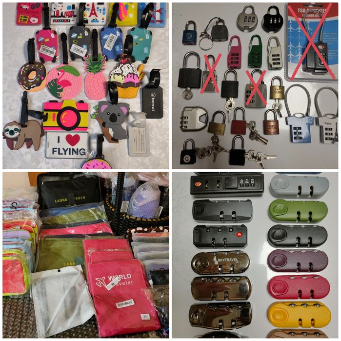 Замки для валіз, бірки,косметички,органайзери,чохли для валіз,ризинки
