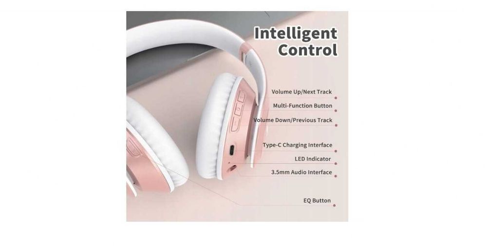 Słuchawki Nauszne Bluetooth 5.3 Z Mikrofonem Różowe Bezprzewodowe Ulip