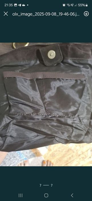 Замшева сумка з кожаними ручками,коричневого кольору