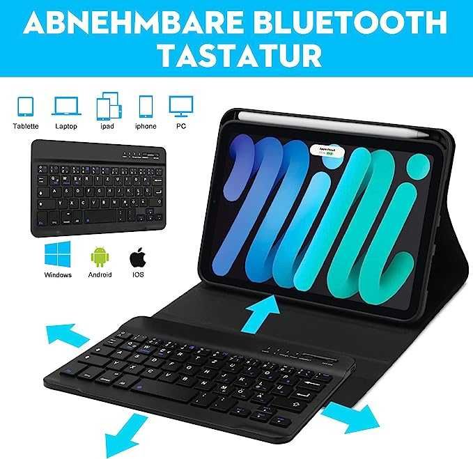 Klawiatura etui do tabletu iPad Mini 6 Jademall niemiecka