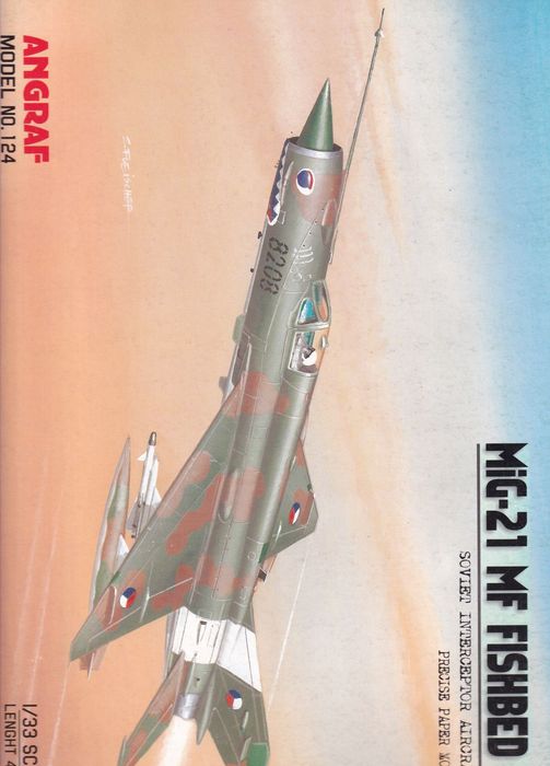 Model kartonowy samolotu myśliwskiego MiG-21 MF FISHBED J 1/33