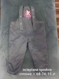 Ocieplane spodnie zimowe dla dziewczynki rozmiar 68-74