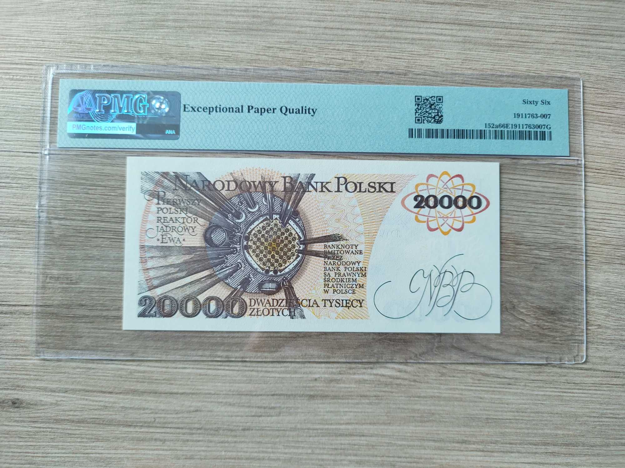Banknot 20 tysięcy zł 1989 PRL seria AM PMG66EPQ 20000