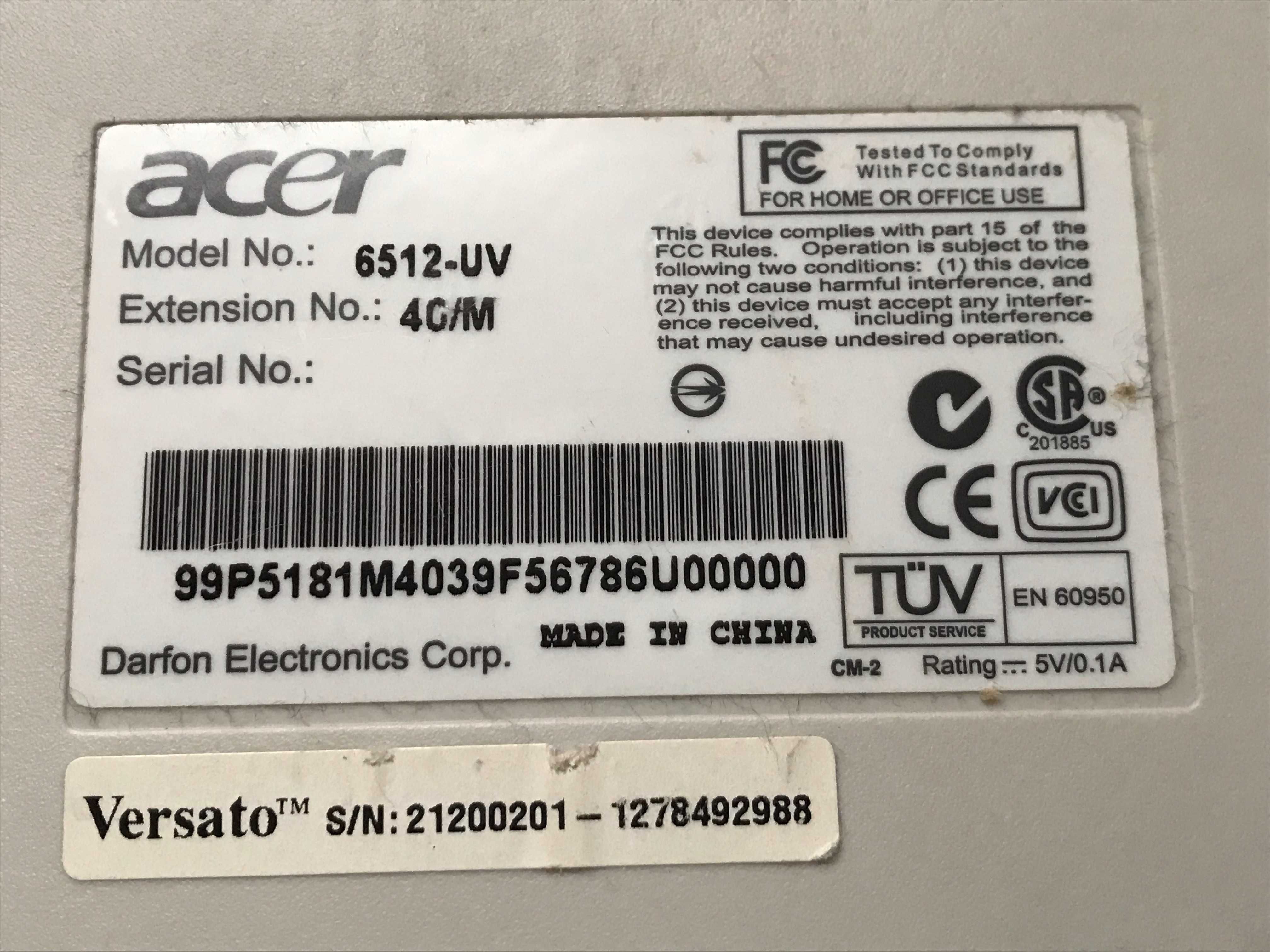 Klawiatura usb -  Acer 6512-UV