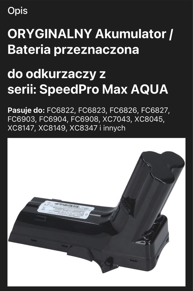 BATERIA do odkurzacza PHILIPS SpeedPro Max