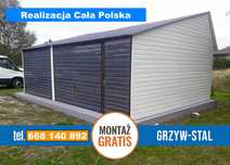 Garaż Blaszany Dwukolorowy 8x5 dwuspadowy - Garaże - GRZYWSTAL