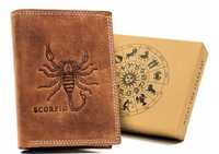 Męski portfel skórzany znak zodiaku Skorpion