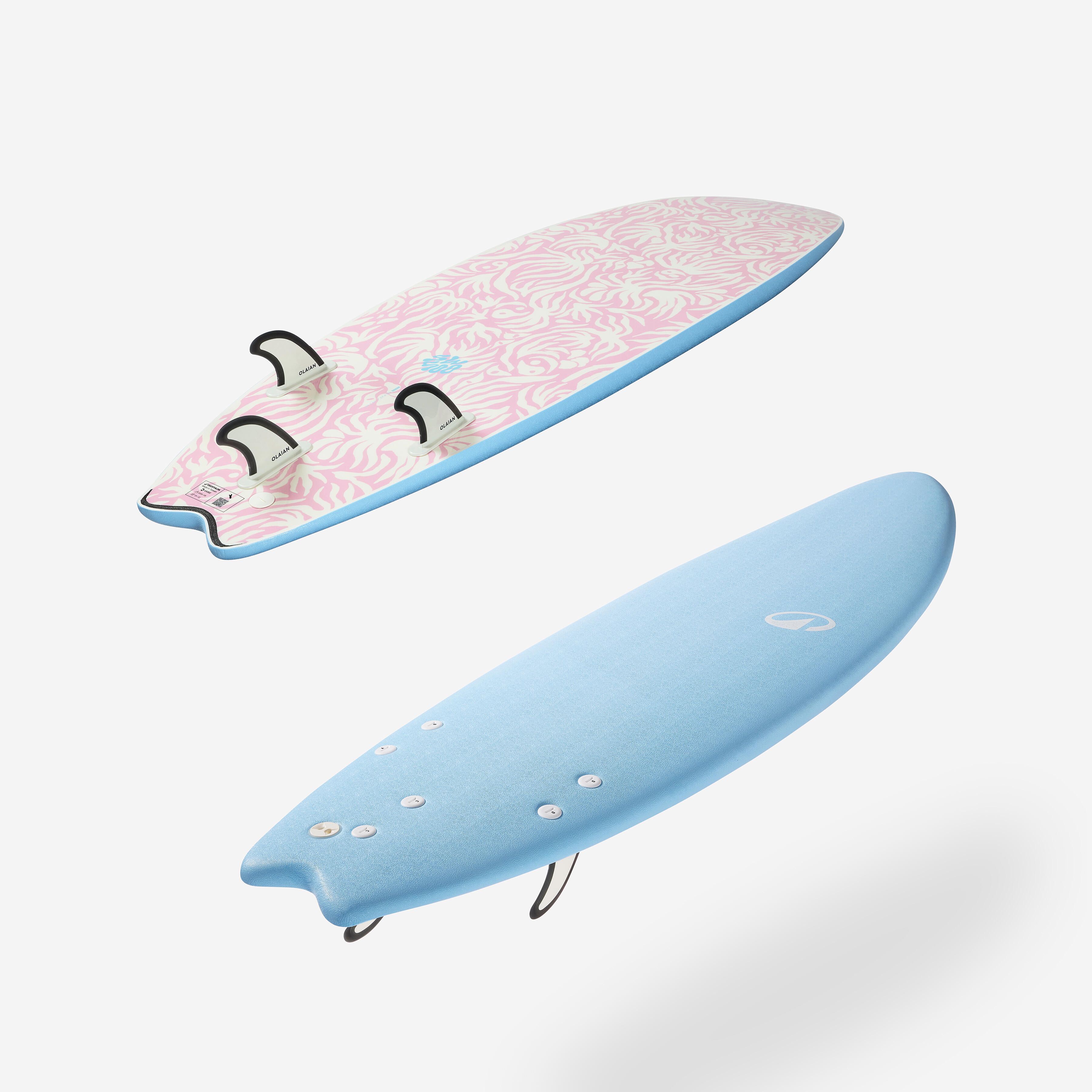 Prancha de Surf em espuma 6'' swallow tail 49L - azul claro