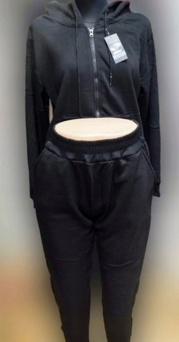 dres komplet damski ocieplany bluza kaptur spodnie z kieszeniami xl