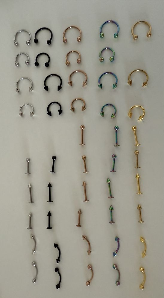 Piercing (vários tamanhos, modelos e cores)