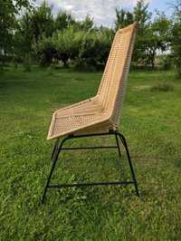 Krzesło plecione wiklinowe stalowe vintage retro art deco design