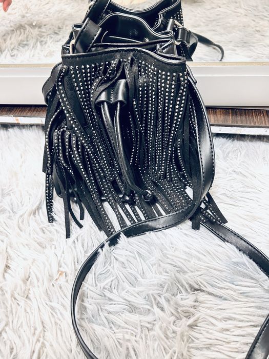 Сумка-ведро стразы бахрома new look маленькая женская