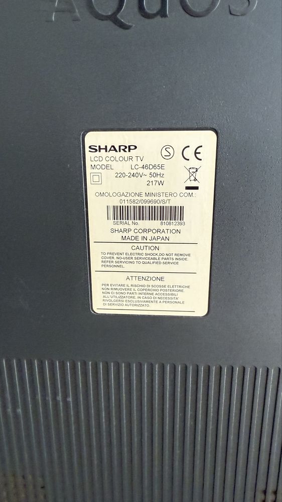 sharp 46 cali lcd colour tv lc-46d65e