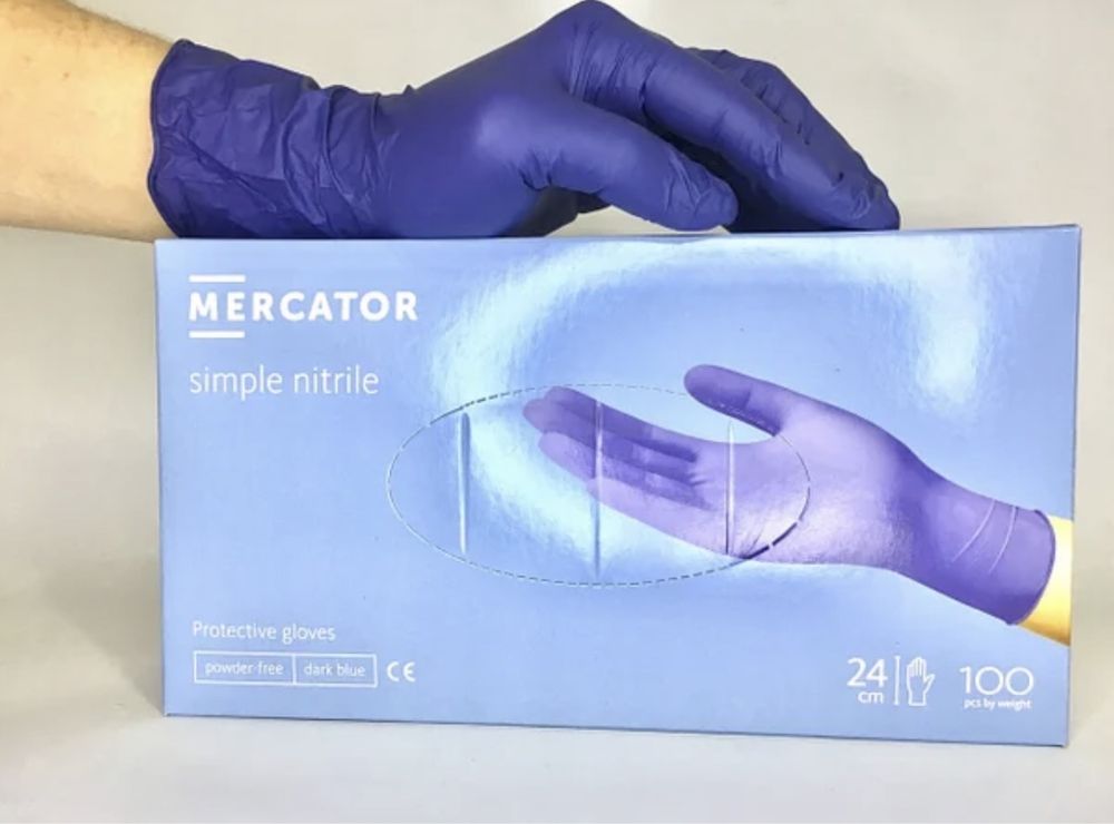 Перчатки нитриловые Nitrylex Basic Mercator medical неопудренные