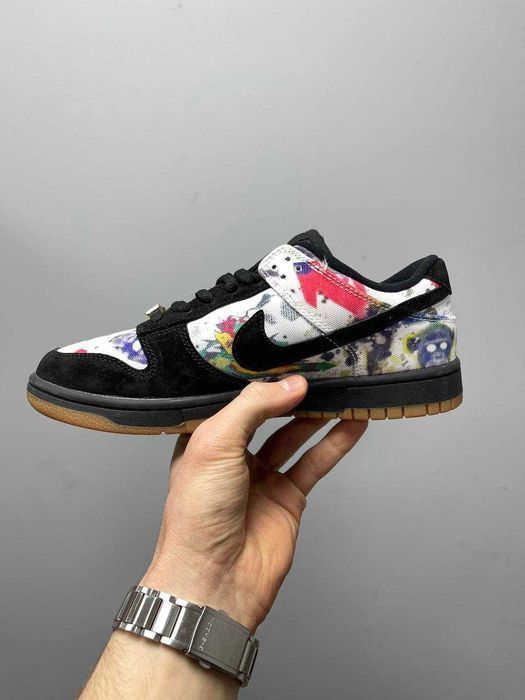 Мужские замшевые кроссовки Nike x Supreme SB Dunk Low Rammellzee найк