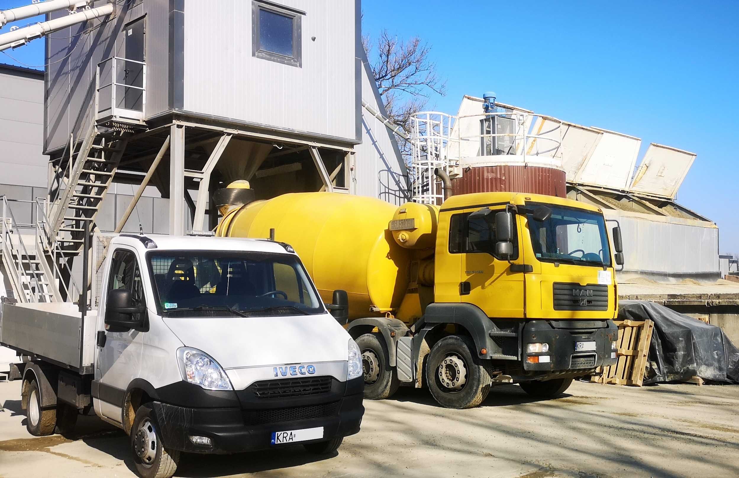 Beton półsuchy suchy chudziak B15 B20 B25 zaprawy półsuche wywrotka