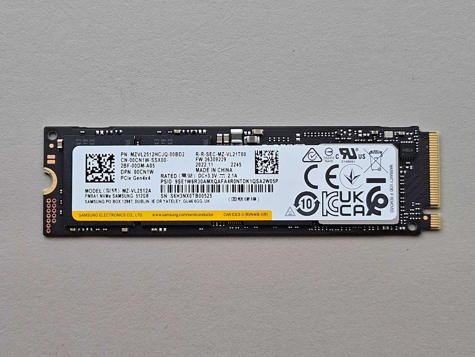 SSD 512Gb M.2 2280 NVMe PCIe 4.0x4 Samsung PM9A1 MZ-VL25120 91%