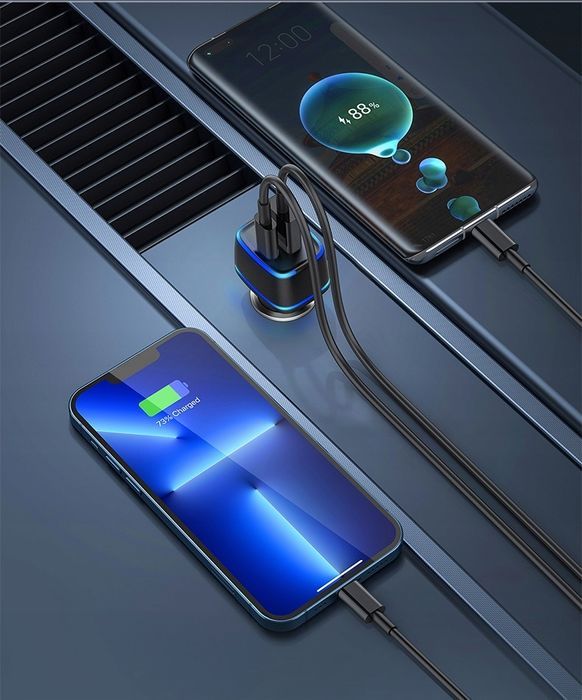 Ładowarka Samochodowa Led Usb I Usb-C 20W Pd Qc 3.0 3A Do Zapalniczki
