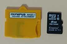 adapter Olympus MASD-1 micro SD  wraz z kartą pamięci 8GB Kingston