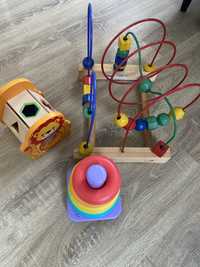 Zabawki: wieża, sorter, labirynt