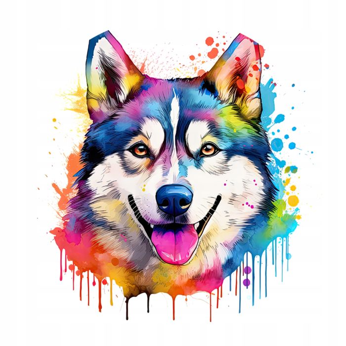 Podkładki ceramiczne pod kubek x4 kolorowy nadruk Pies Husky