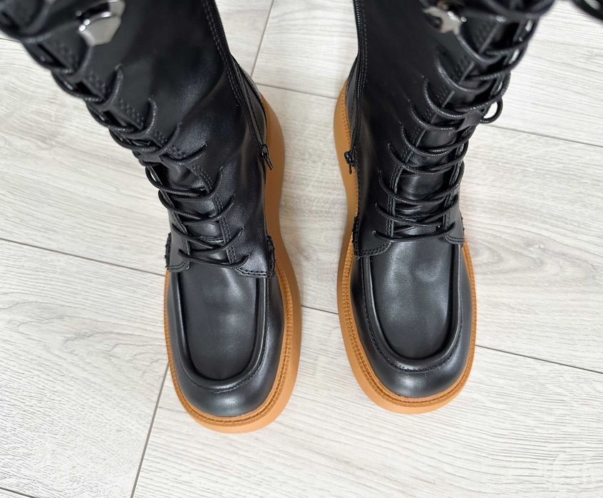 Чоботи з високою халявою та платформою mango жіночі трендові