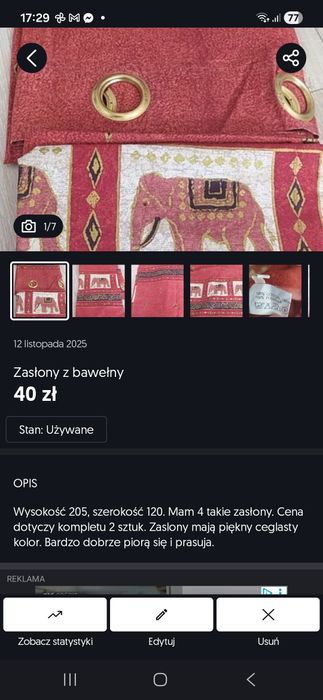 Zaslony ceglaste komplet