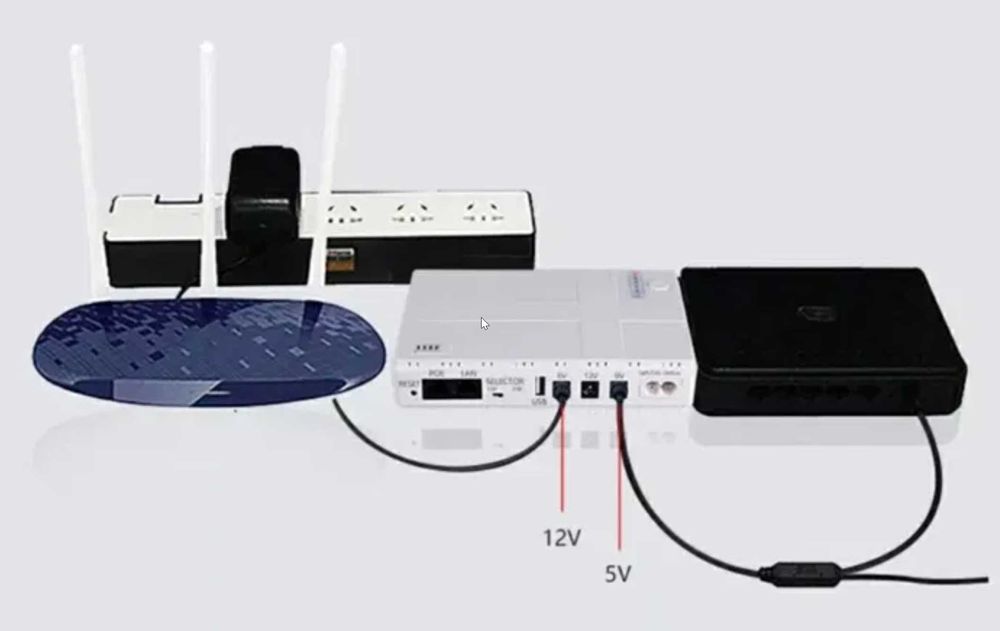 UPS для роутера до 12В 9В 5В - 1A, повербанк, бесперебійник 10400Mah