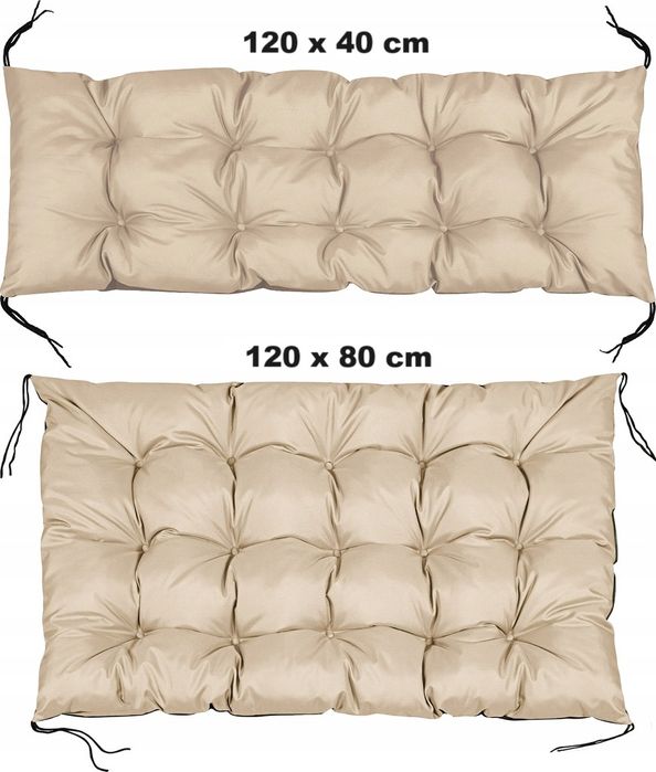 Zestaw Poduszka ogrodowa 120/80 cm + 120/40 cm na ławkę palety beżowy