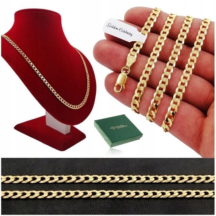 Gruby Złoty Łańcuszek Damski Pancerka 925/60cm/4,5mm Diamentowany + Gr