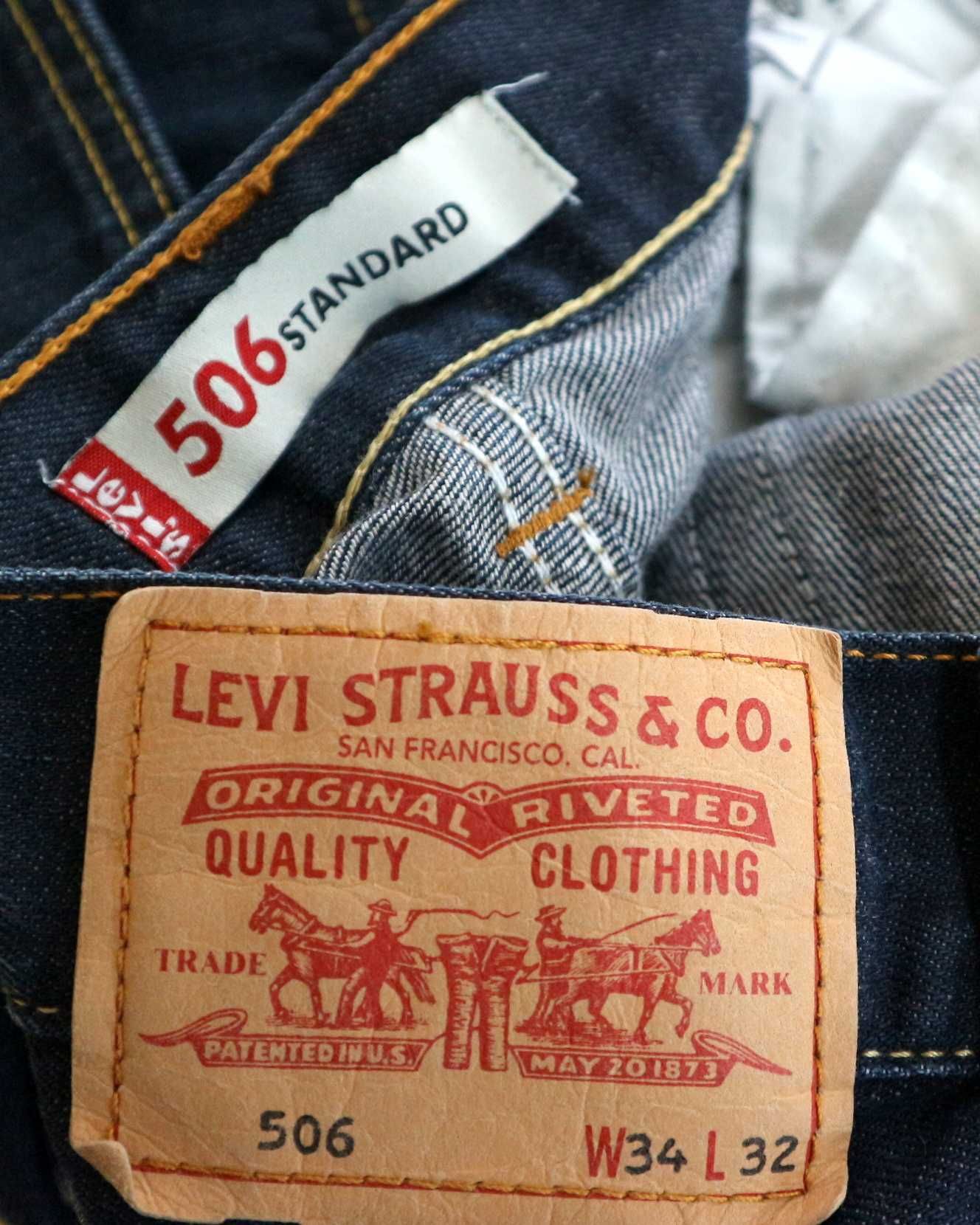 Levis 506 spodenki jeansowe szorty niewykończone W34 pas 2 x 46 cm