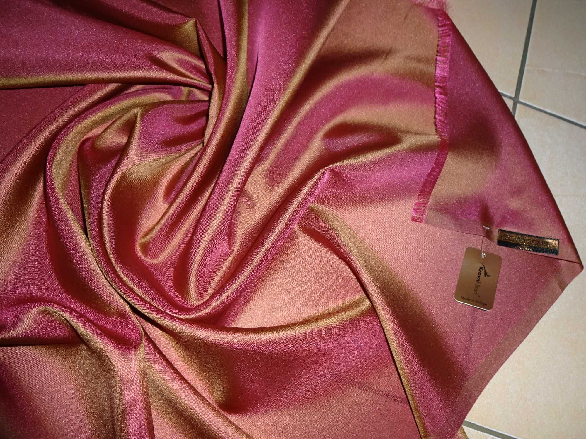 Krovni Scarf by KEVSER duża turecka mieniąca się chusta apaszka tafta